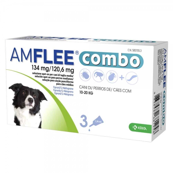 Amflee Combo 3 Pipetas Cão 10-20kg 