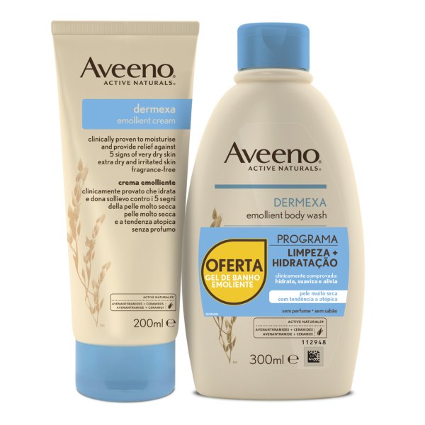 Aveeno Dermexa Creme Emoliente 200mL Oferta Gel Banho 300mL